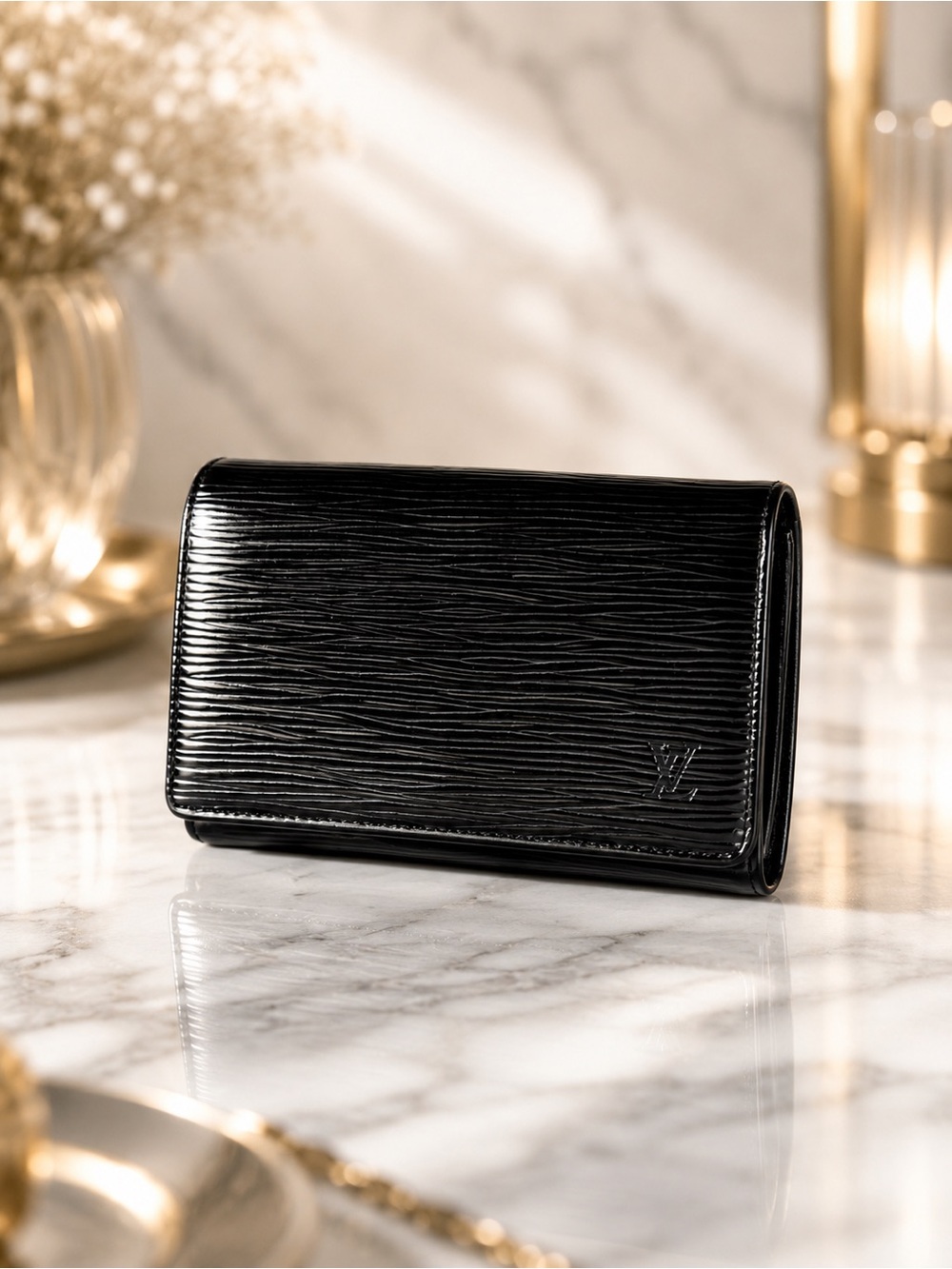 Louis Vuitton Black Epi Leather Trésor Wallet | LV Bifold Wallet | Vintage